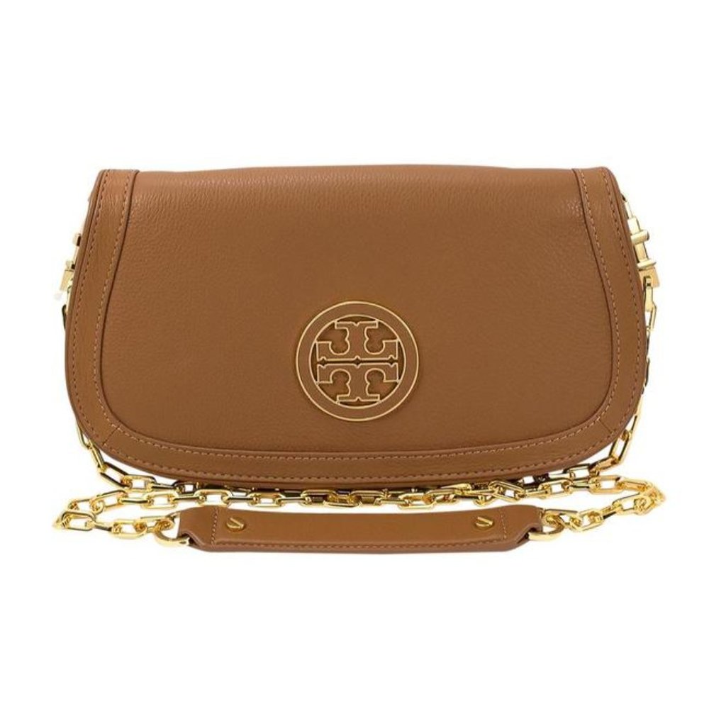 Tory Burch Amanda Logo Clutch Bag Royal Tan - Picture 1 of 6